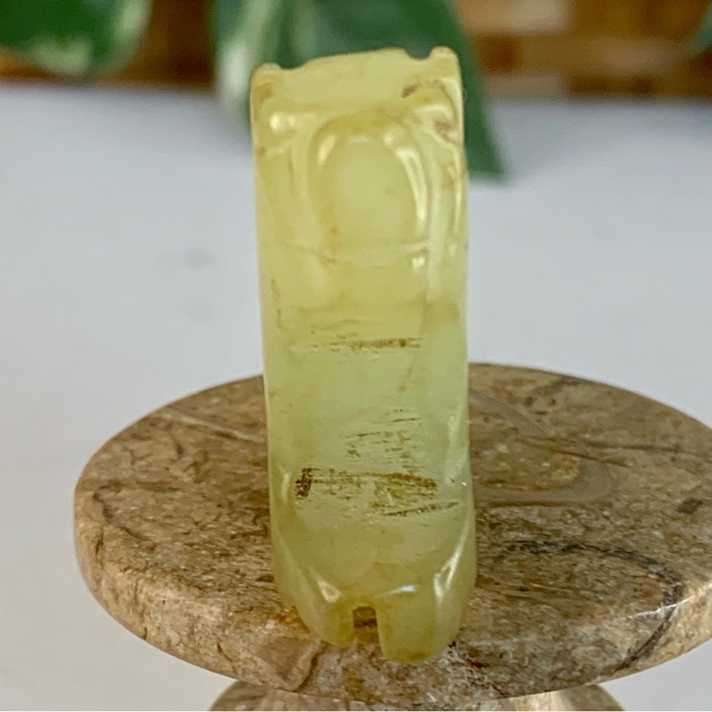 Vintage Chinese Zodiac Jade DOG Pendant Bead Hand Carved Miniature Pet Animal 2" - Picture 6 of 12